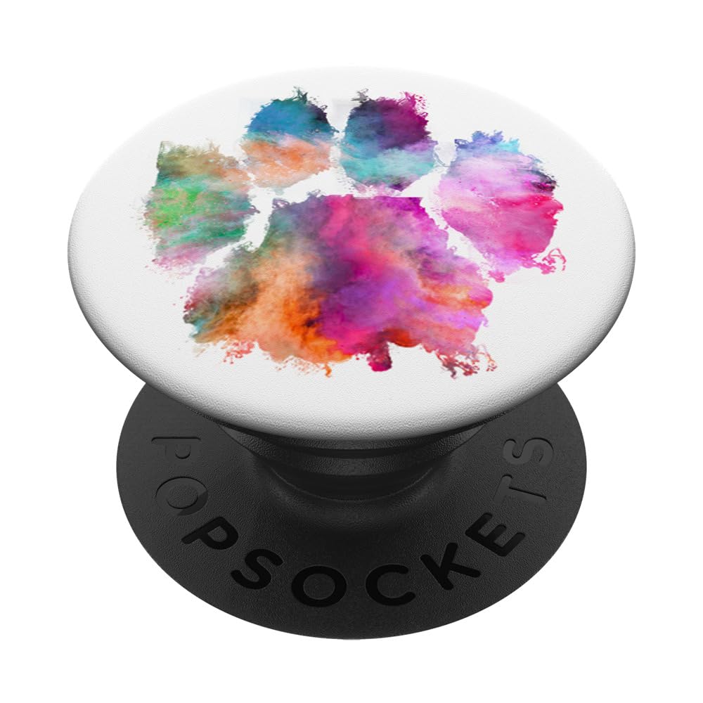 Colorful Dog Paw Print Pink Blue Abstract Animal Cat Lover Popsockets Standard Popgrip
