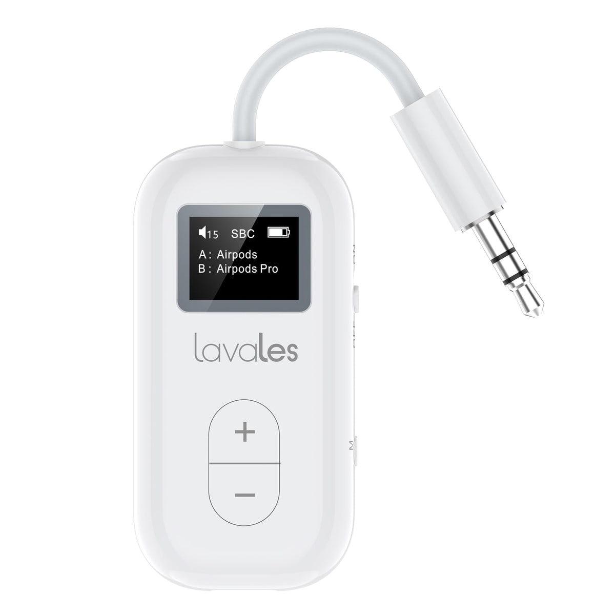 Safefly Dual Premium Bluetooth 5.3 Transmitter Bluetooth Adapter W/Screen For Airpods Or Wireless Headphones   Use With Any 3.5
