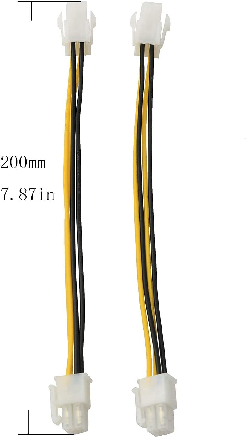 Longdex Atx Plug Cpu Power Adapter Cable 4Pcs 8Inch 4 Pin Atx Male To 4 Pin Atx Female 12V Motherboard Power Extension Cable