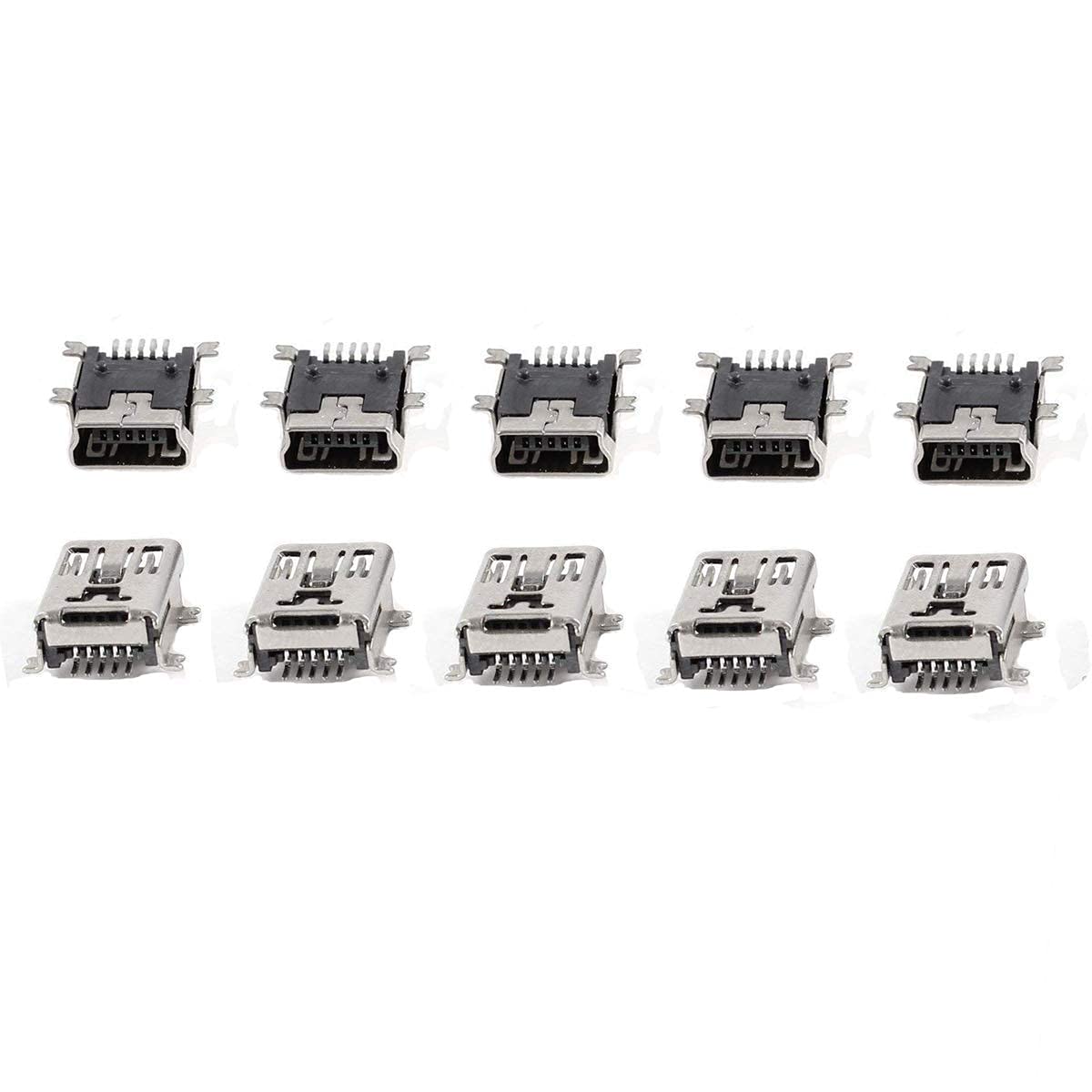 Gdqlcnxb 10 Pack Mini Usb Type B Female Port 5 Pin 180 Degree Smd Smt Pcb Jack Socket