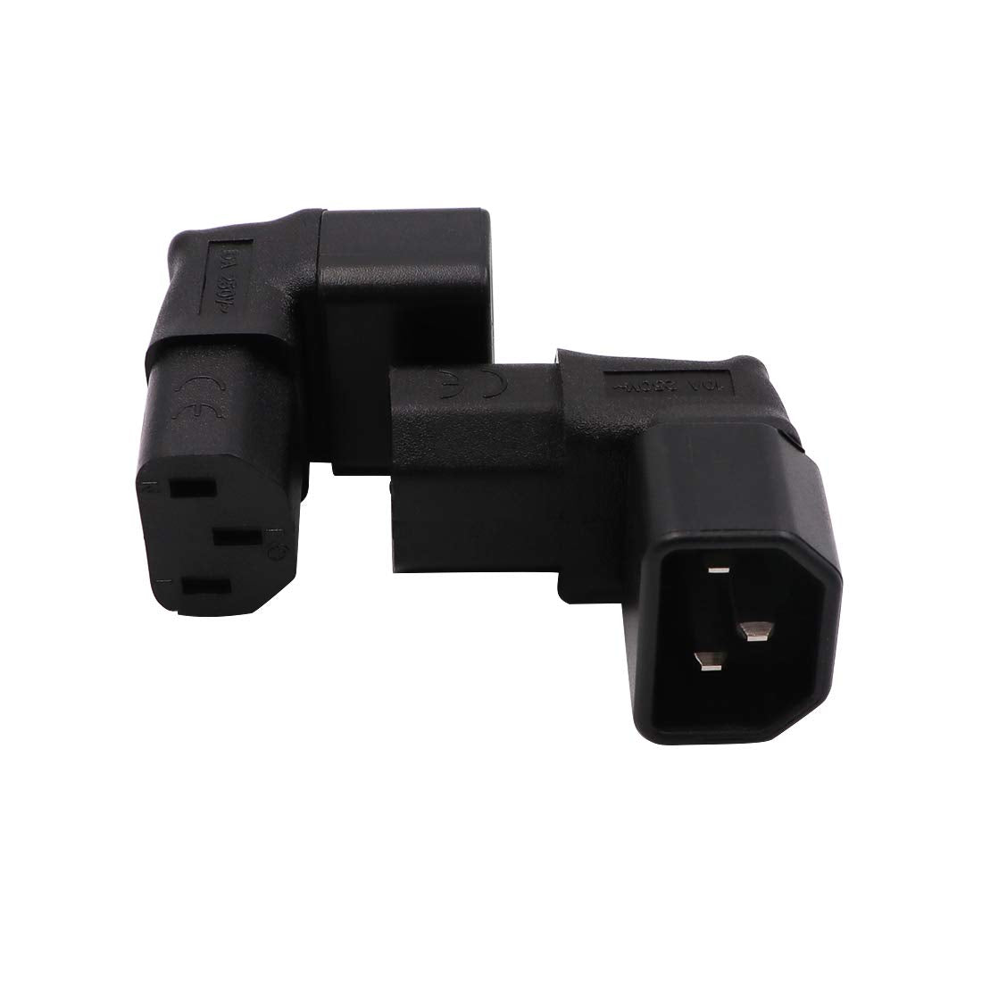 Iec C14 To C13 Power Adapter Pdu Plug/Socket Up 90 Degree For Lcd Wall Mount Tv 2 Pack