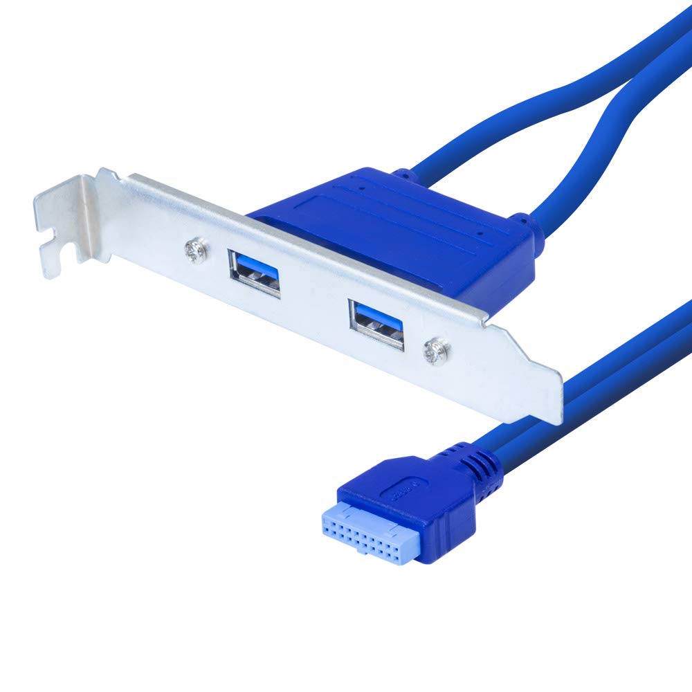 Kingwin Usb 3.0 Dual Port Pci Bracket Cable With Built-In-20-Pin Header, Up To 5 Gbps For Maximum Transfer Speed, Extend Your Us