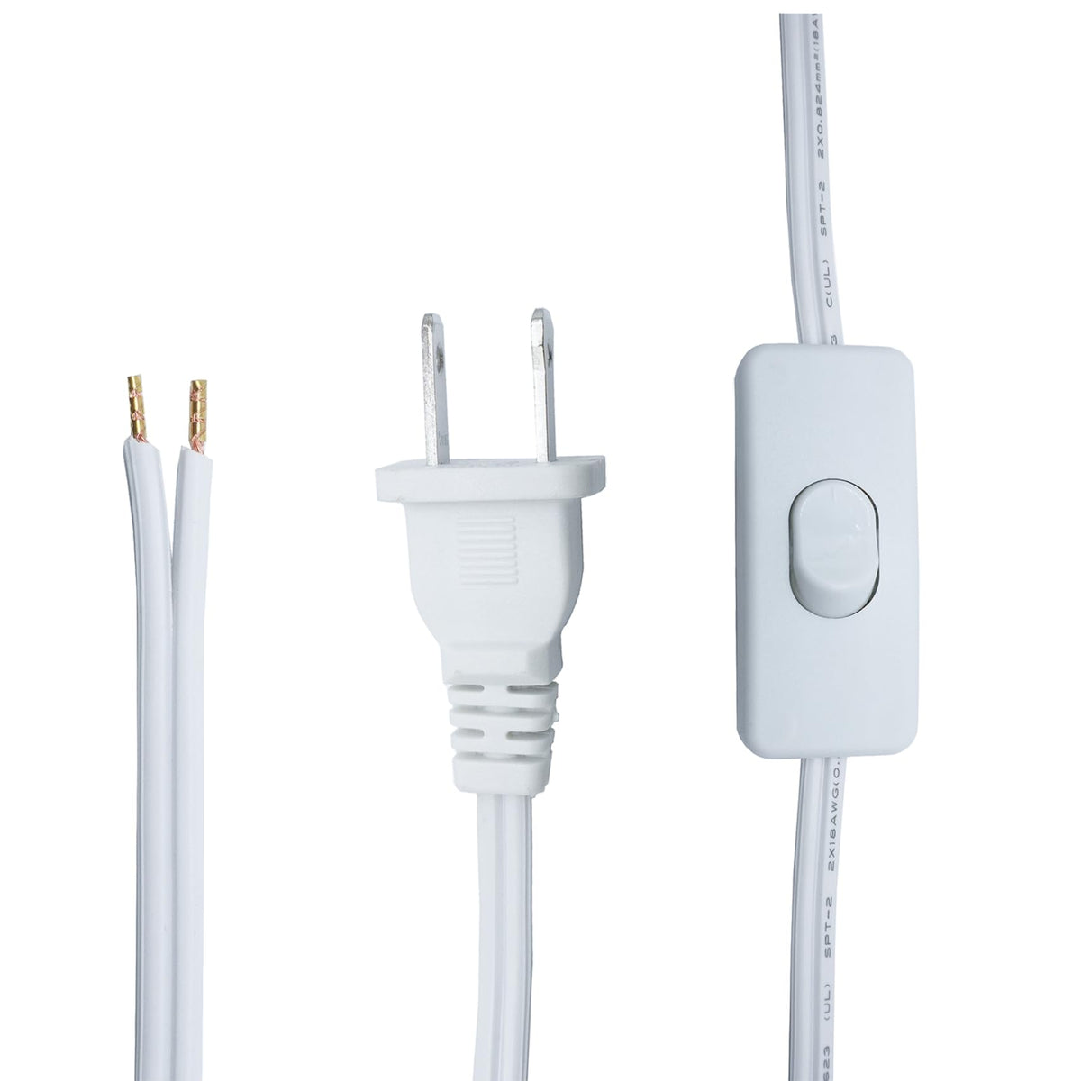 12Ft Replacement Lamp Cord, 18 Awg 2 Prong Power Cord Cable With On Off Button Switch, Stripped Ends Ready For Wiring And Applic