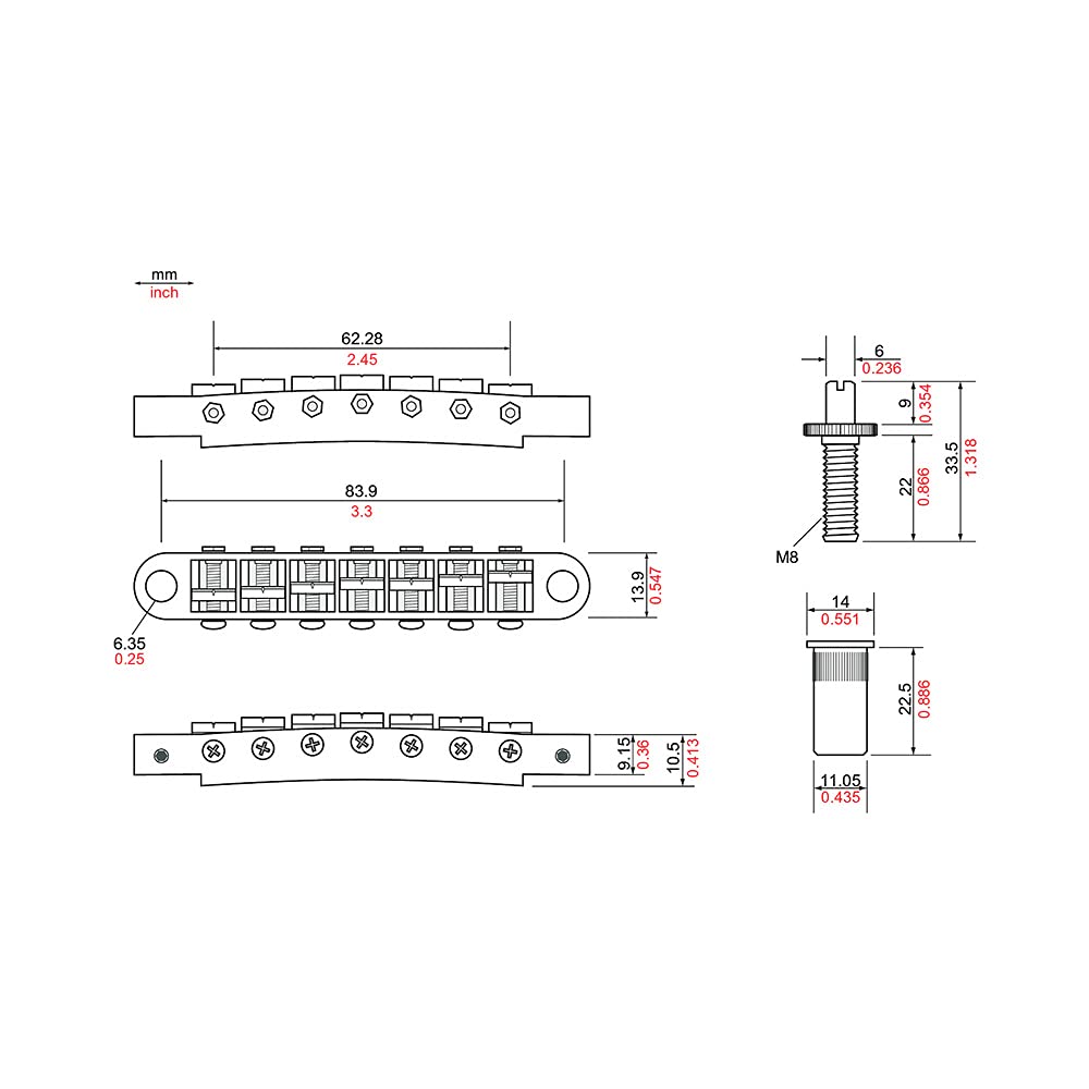 Tone Pros Bridge Parts (Tp7 C)
