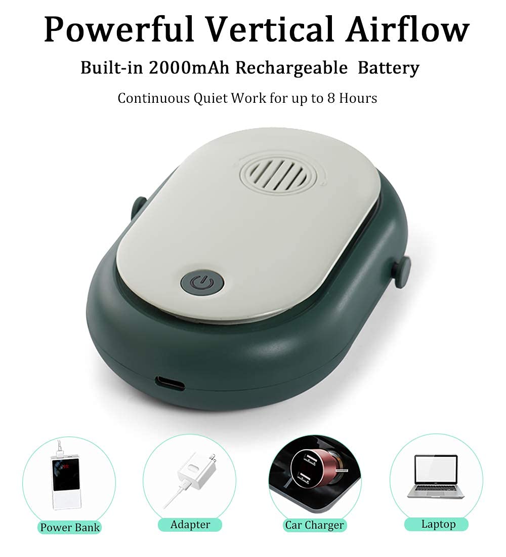 Ruinuokai Portable Hanging Neck Fan Wearable Personal Fan Battery Operated Usb Rechargeable 3 Speed Mini Handheld Cooling Neckla