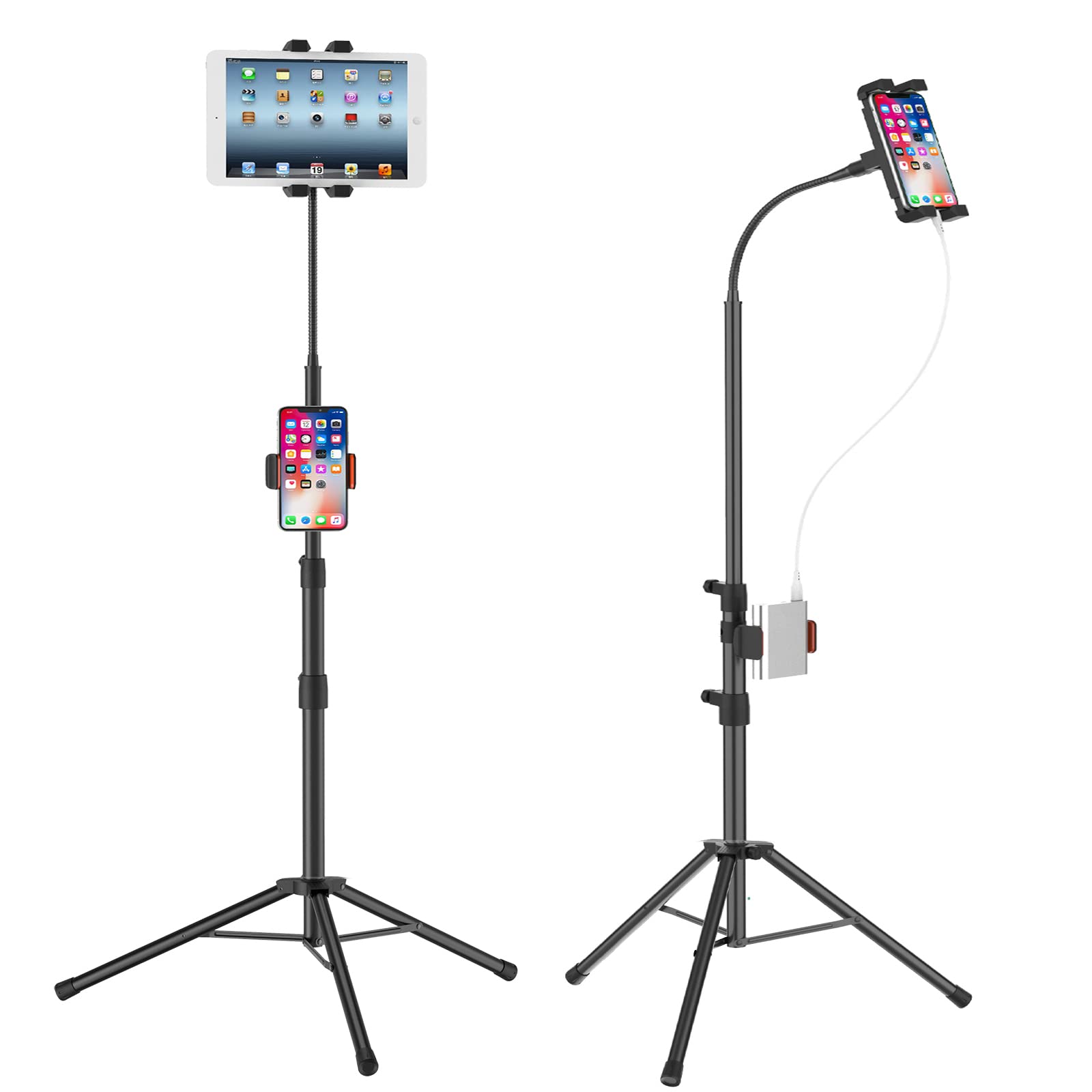 Liugast Tripod Stand For Ipad,Gooseneck 63 Inch Floor Stand For Tablet,Floor Stand For Ipad Tripod With 360 Rotating Mount For M