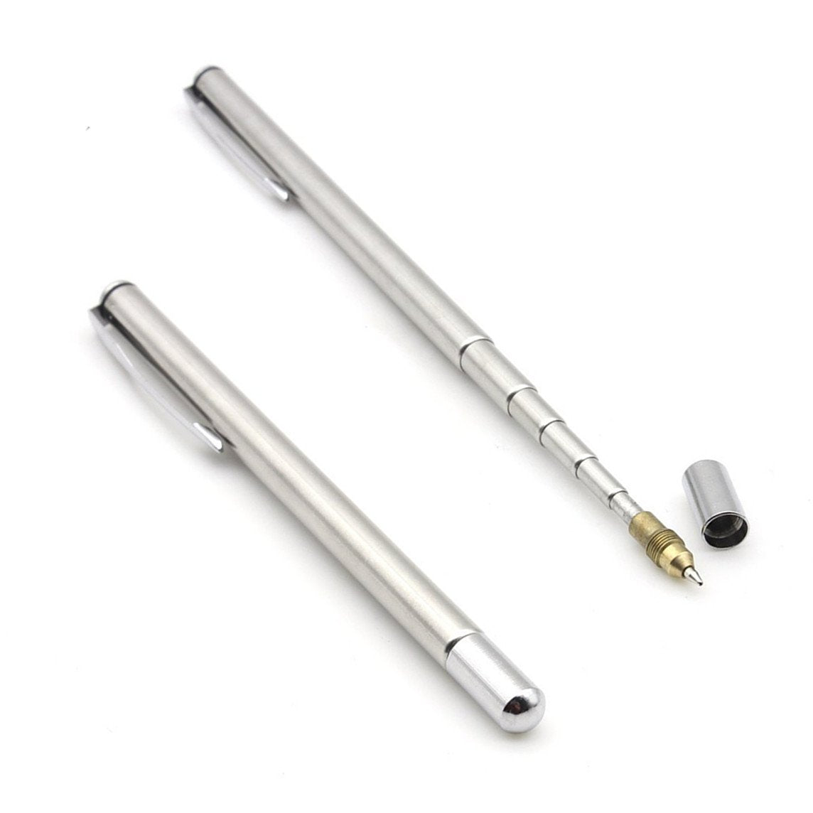 SWTOOL 2PCS Stainless Steel Pen with Clip - Hand Pointer Extendable Telescopic Retractable Ballpoint Pen Pointer Handheld Presen