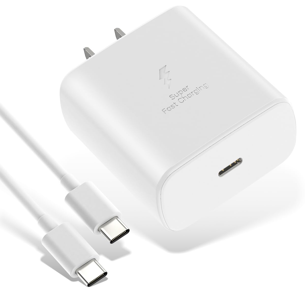 For 45W Samsung Charger Super Fast Charging Usb Type C Charger Pd Pps For Samsung Galaxy S24 S23 S22 Ultra Plus S20 Tab S8 S7 Fe Ultra Plus Note 20 S21 A53 A52 Z Fold Flip 4 6.6Ft 5A Type C Cord White