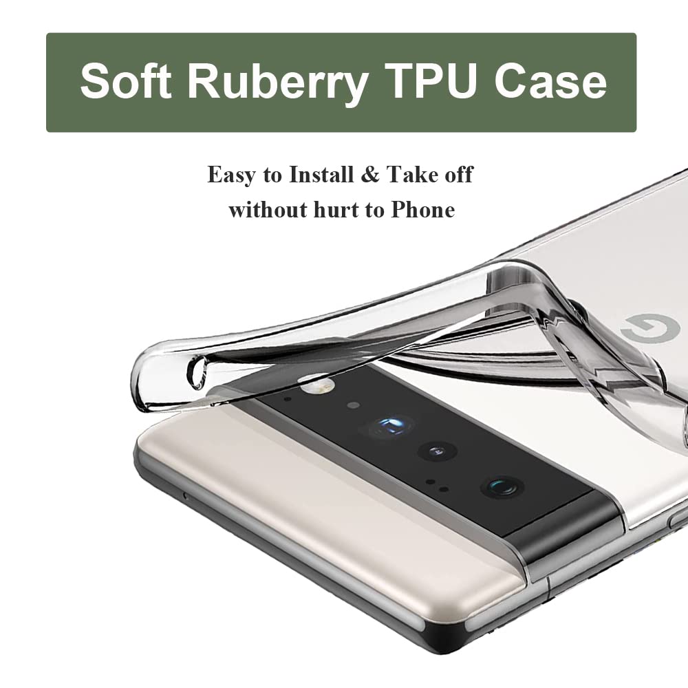 Unov Pixel 6 Pro Case Clear With Design Soft Tpu Shock Absorption Slim Embossed Pattern Protective Back Cover For Pixel 6 Pro 5G