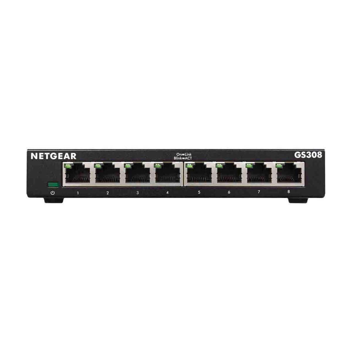 Netgear Gs308 8 Port Gigabit Ethernet Network Switch, Hub, Internet Splitter, Desktop, Sturdy Metal, Fanless, Plug And Play