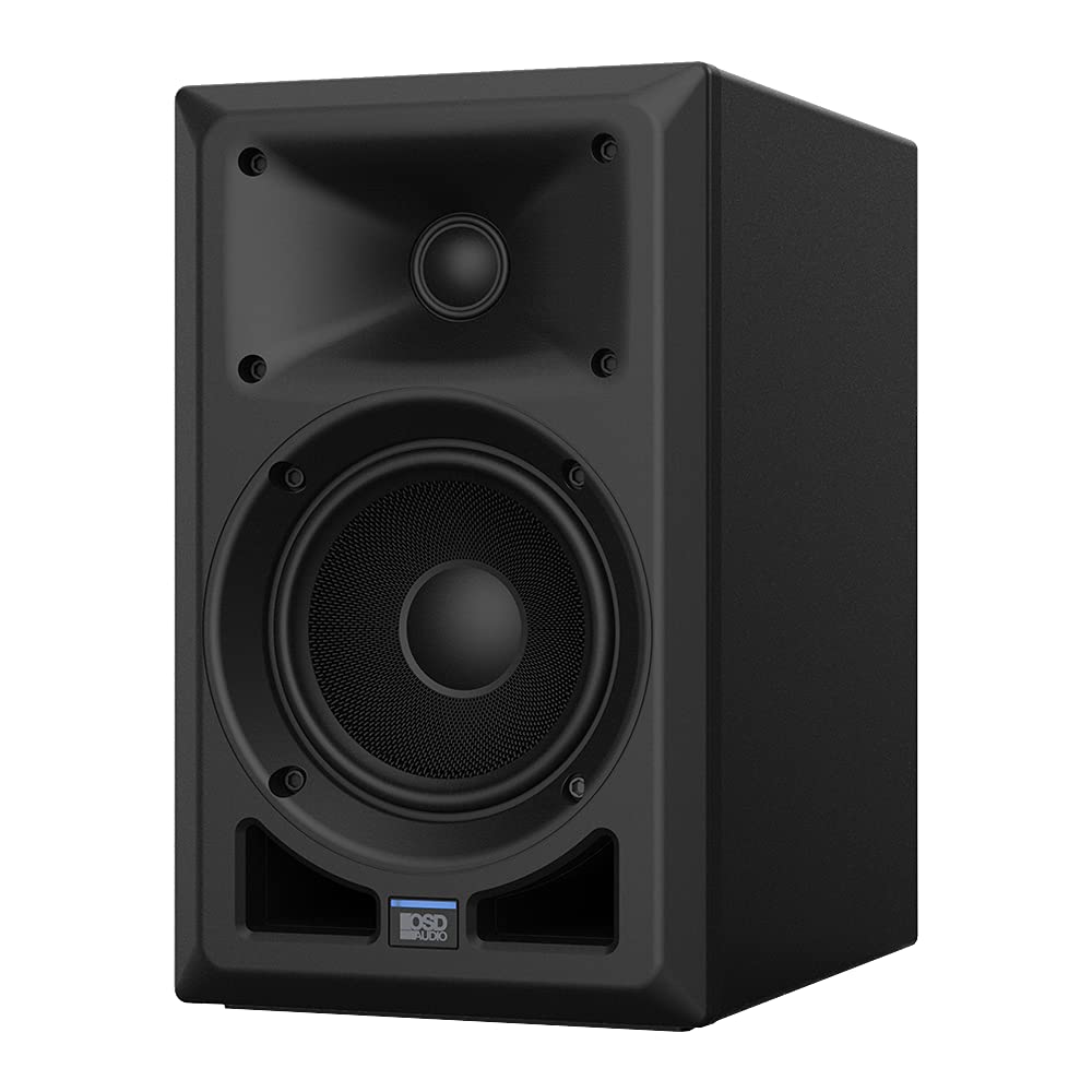 OSD Audio Nero AB5 Powered Bookshelf Speaker | 100W Class D Amplifier | Composite Fiberglass Woofer | Ferrofluid-Cooled Soft Dom