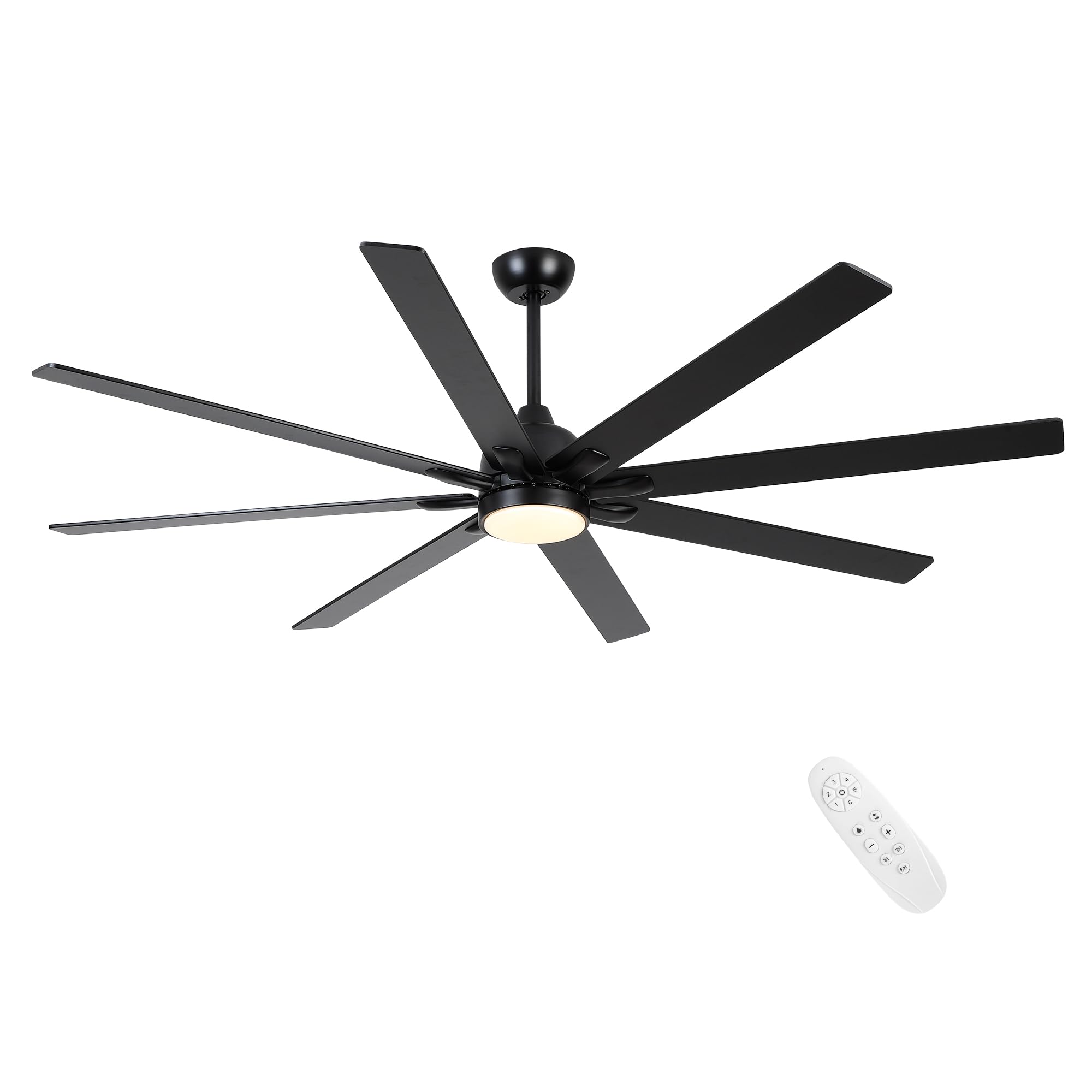 72 Inch Black Ceiling Fan With Lights And Remote
