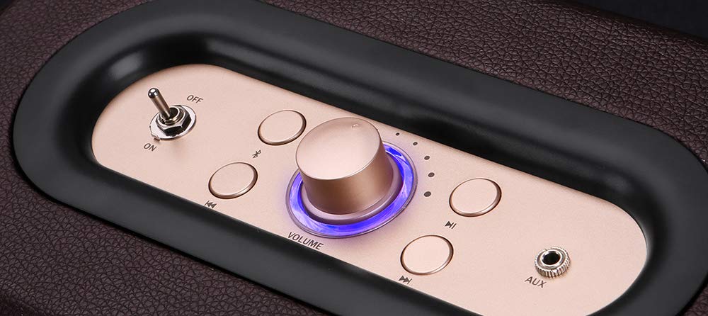 Tewell Vintage Bluetooth Speakers With Bass Enhanced Technology, Wireless & 3.5Mm Aux Input For Cellphone, Ac Powered (Upgraded