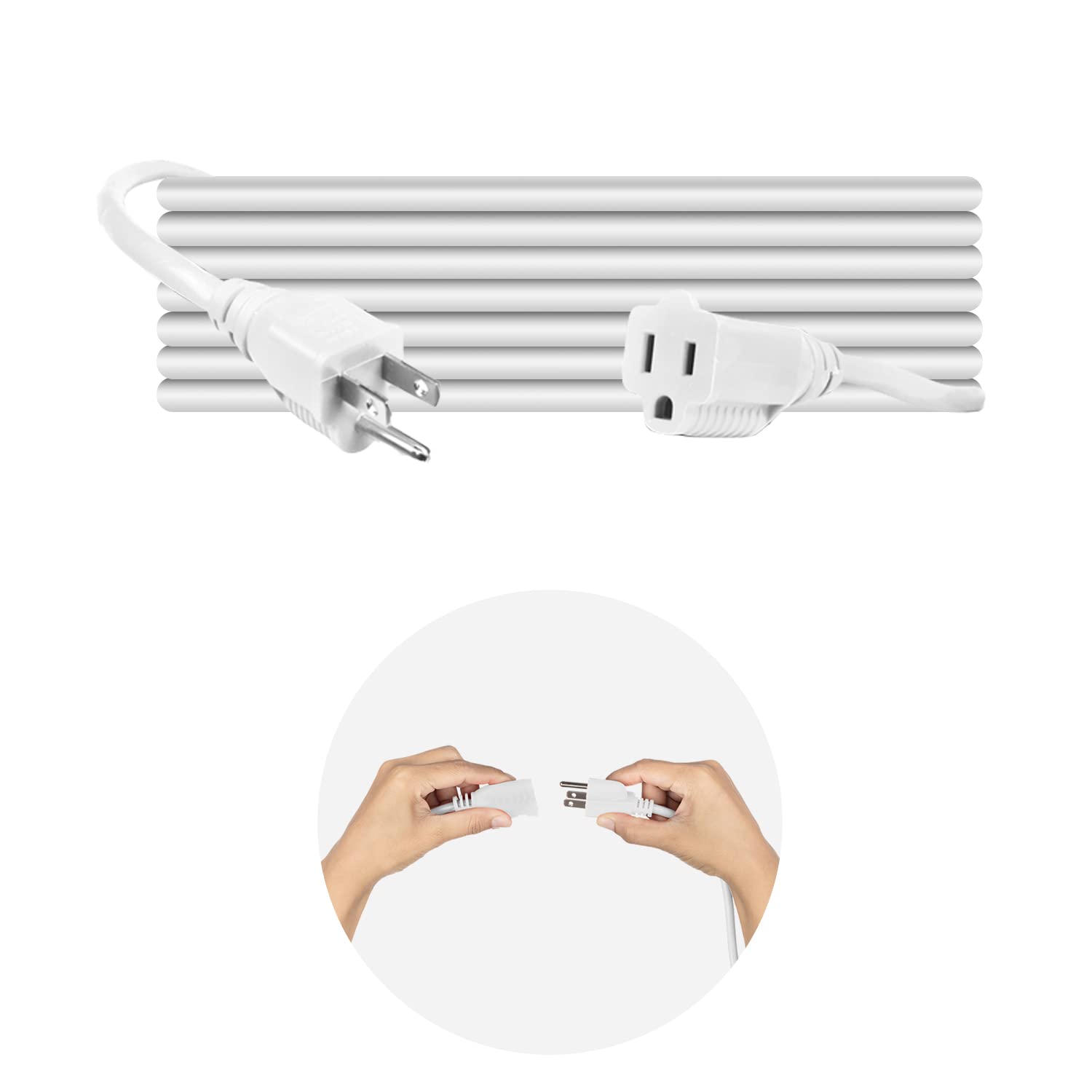 Bindmaster Heavy Duty Extension Cord/Wire Power Cable, Indoor/Outdoor, 16/3, Single Outlet, 25 Feet, Ul Listed, White