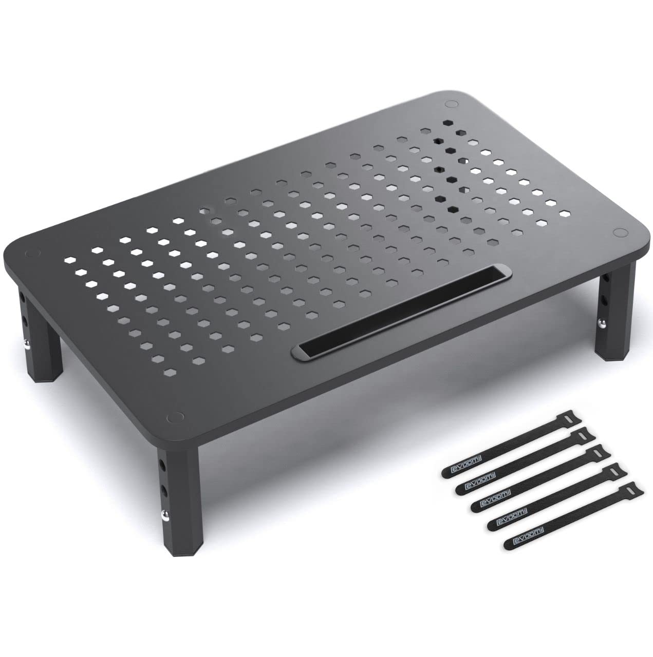 Evoomi Monitor Stand Riser   Upgraded For Faster Productivity   Anti Skid, Hd Hexagonal Steel   Free Cable Ties   Computer Stand