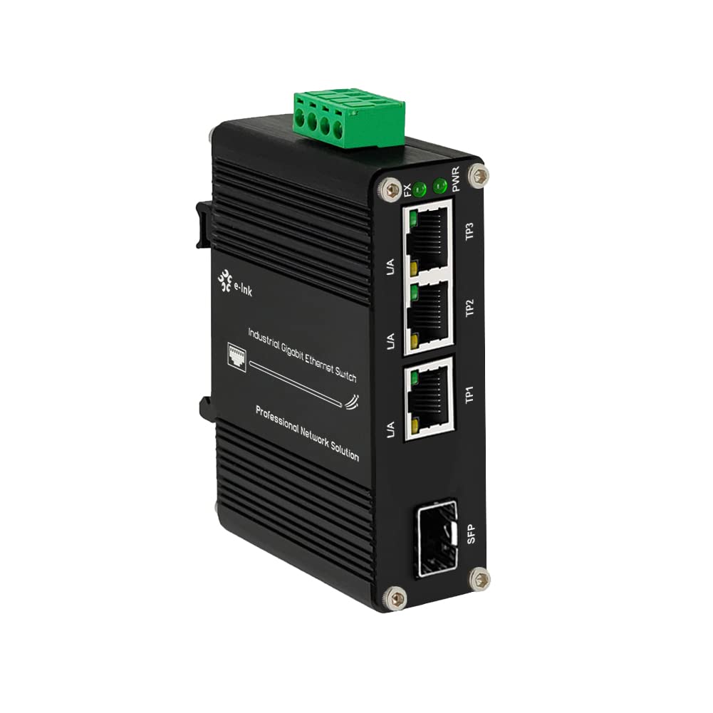 3 Port Hardened Industrial Gigabit Din Rail Switch,10/100/1000Mbps Ethernet Switch Din Rail 24V,8Gbps Switching Capacity,Ip40 Ra
