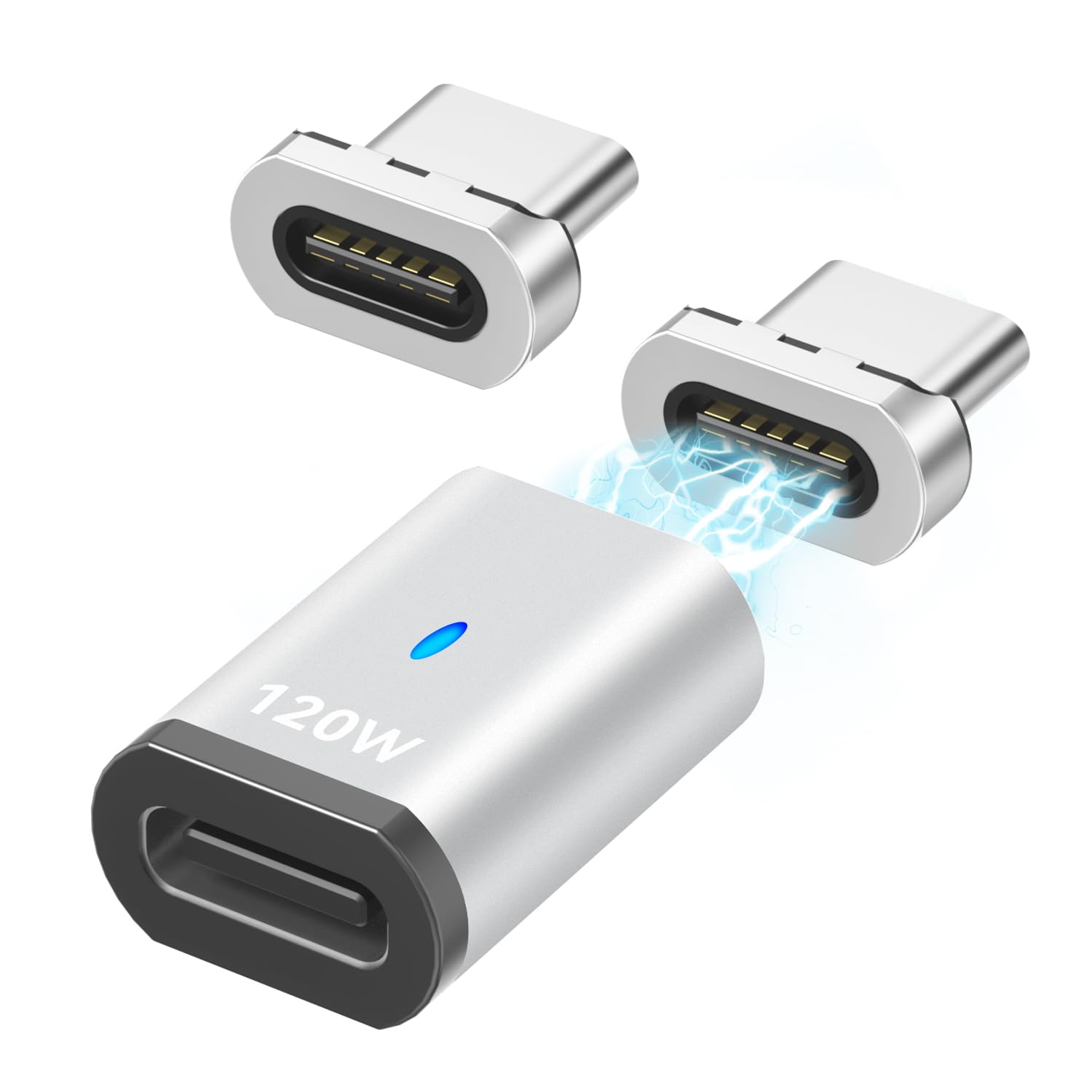 Sheeast Usb C Magnetic Adapter Straight, 120W Usb2.0 Type C Connector (2 Tips) 5Pin With 480Mbps Data Transfer, Compatible For M