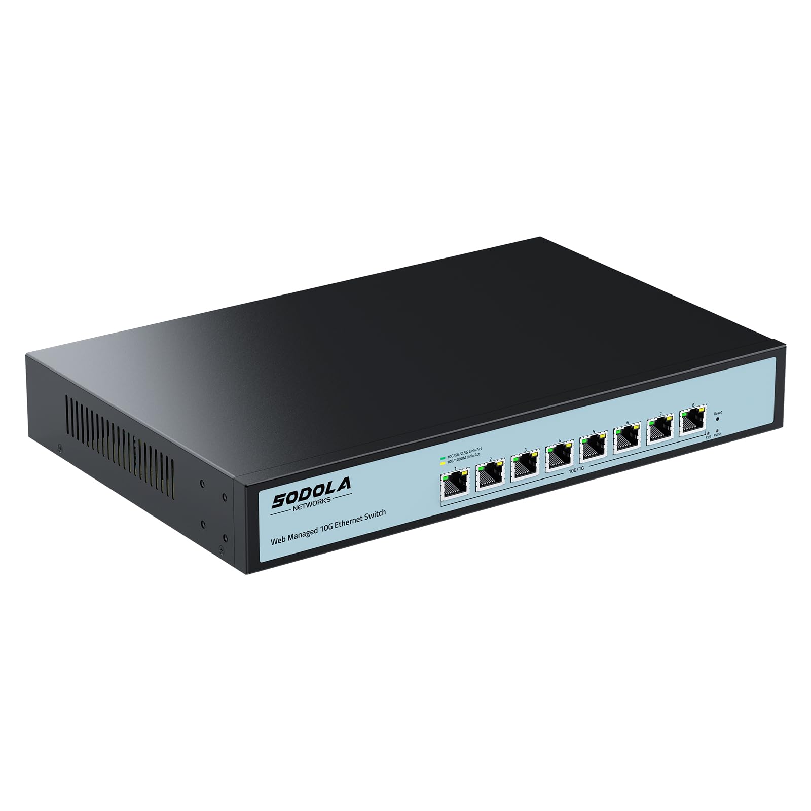 Sodola 8 Port 10Gb Easy Web Managed Switch, 8 X 10G Rj 45 Ports, 160Gbps Bandwidth, Support Lacp, Vlan, Qos, 10G/5G/2.5G/1000M/1