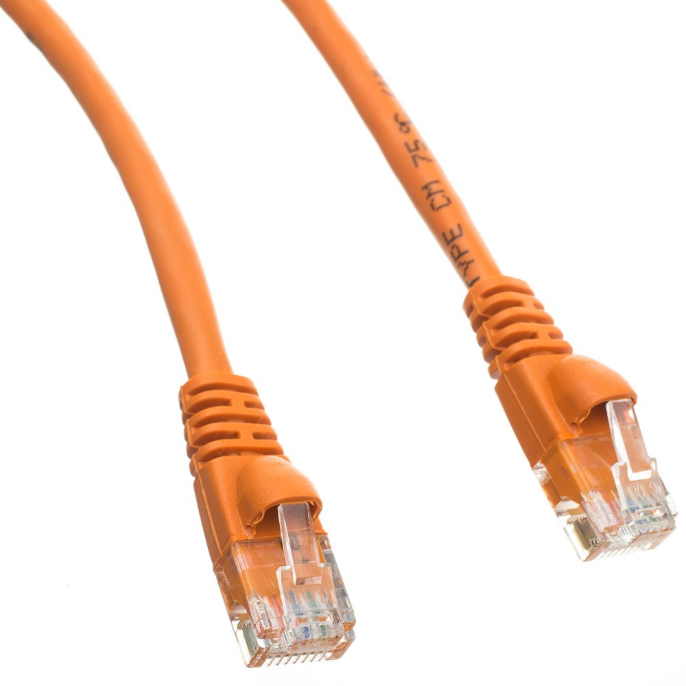 Pcconnect Cat5E Orange Copper Ethernet Patch Cable, Snagless/Molded Boot, Poe Compliant, 7 Foot