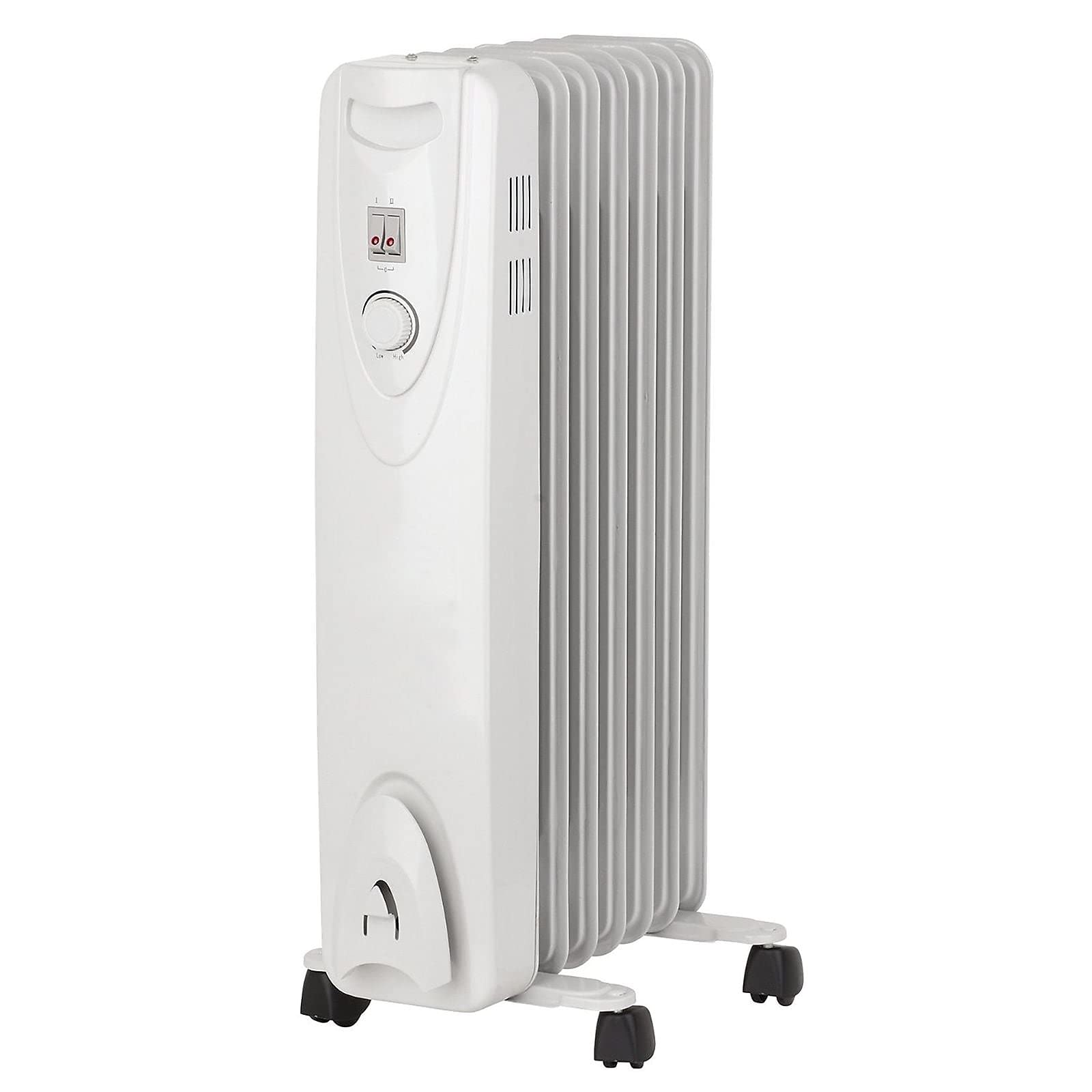 Optimus Portable 7 Fins Oil Filled Radiator Heater, Silver