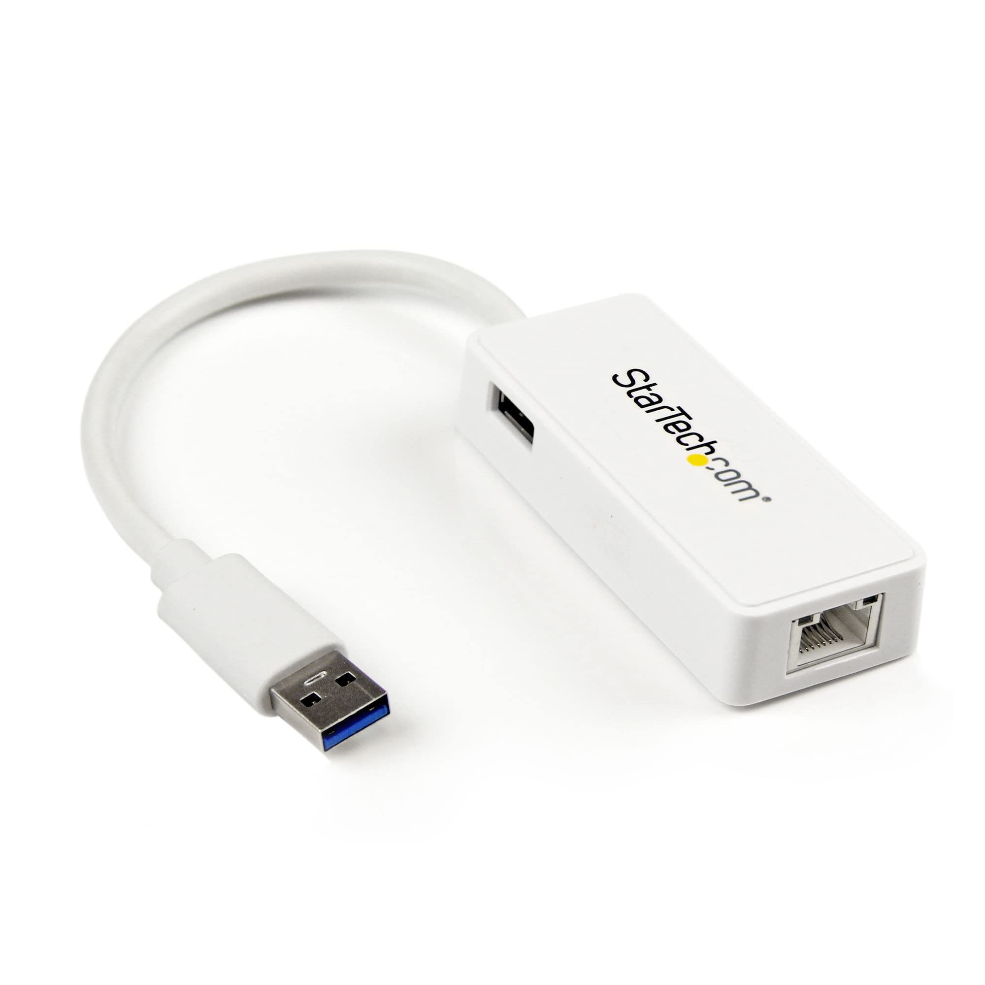 Startech.Com Usb 3.0 To Gigabit Ethernet Adapter Nic W/ Usb Port (White)   Usb 3.0 Nic   10/100/1000 Mbps Usb 3.0 Lan Adapter (U