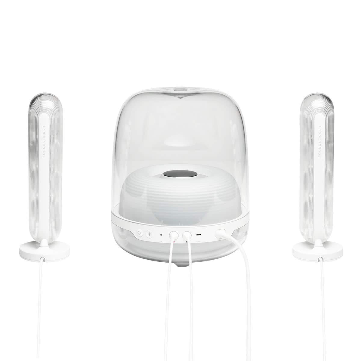 Harman Kardon Hk Soundsticks 4 2.1 Bluetooth Speaker System With Deep Bass And Inspiring Industrial Design (White)