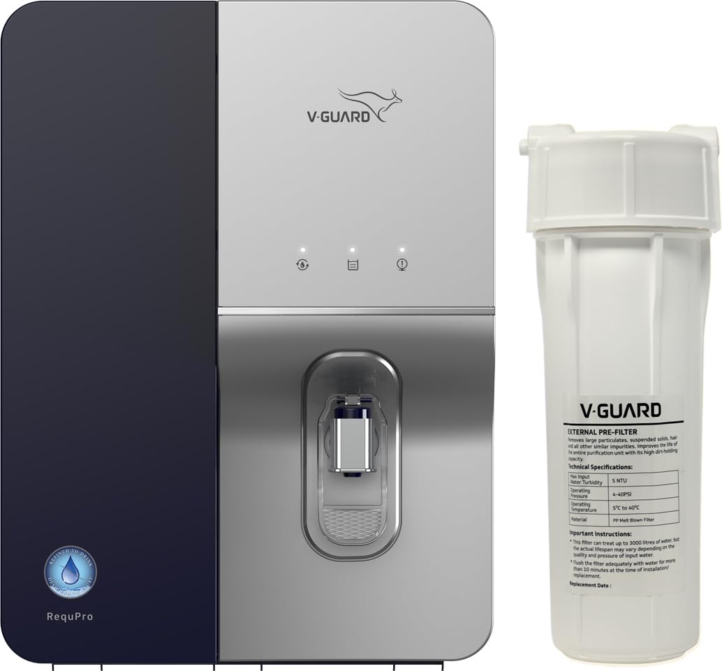 VGuard Requpro True High Recovery Ro Uv Uf Alkaline Water Purifier With Stainless Steel Storage Tank, 9 Stage Purification | 60