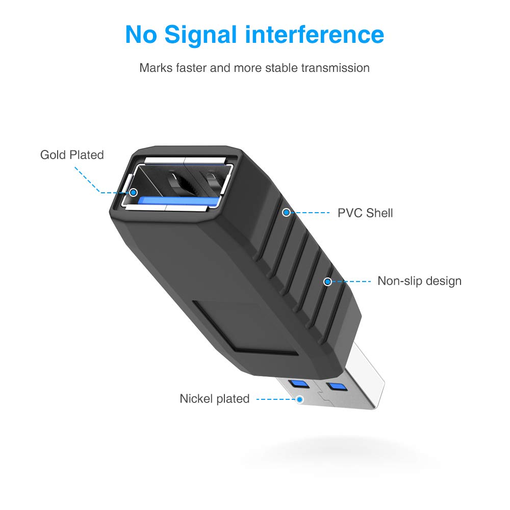 Eluteng Usb Coupler Male To Female 4Packs Usb 3.0 Type A Adapter Superspeed 5Gbps Usb Port Extension Connector Bridge Compatible