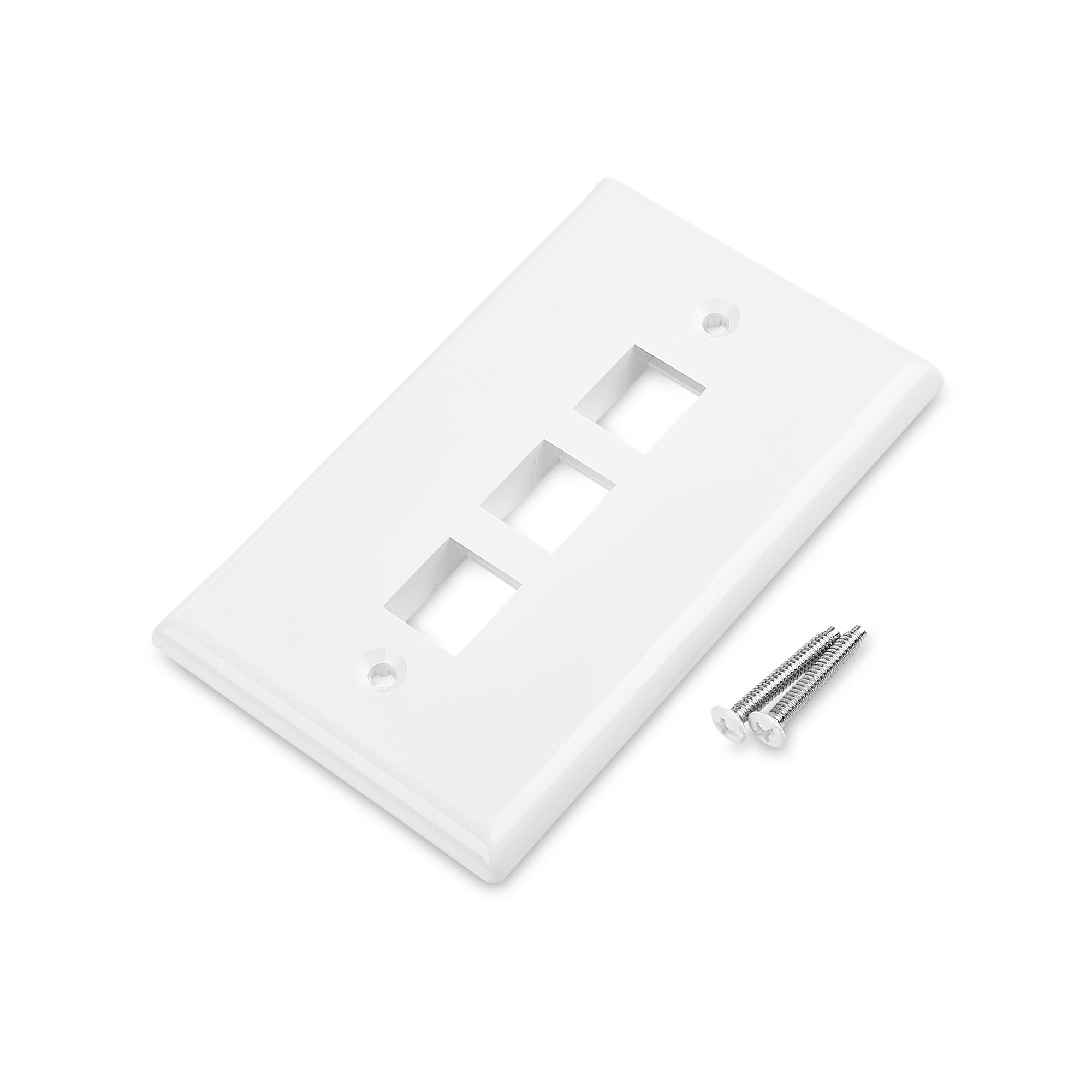 Cable Matters 10 Pack Low Profile 3 Port Keystone Jack Wall Plate, RJ45 Wall Plate for Keystone Jacks in White
