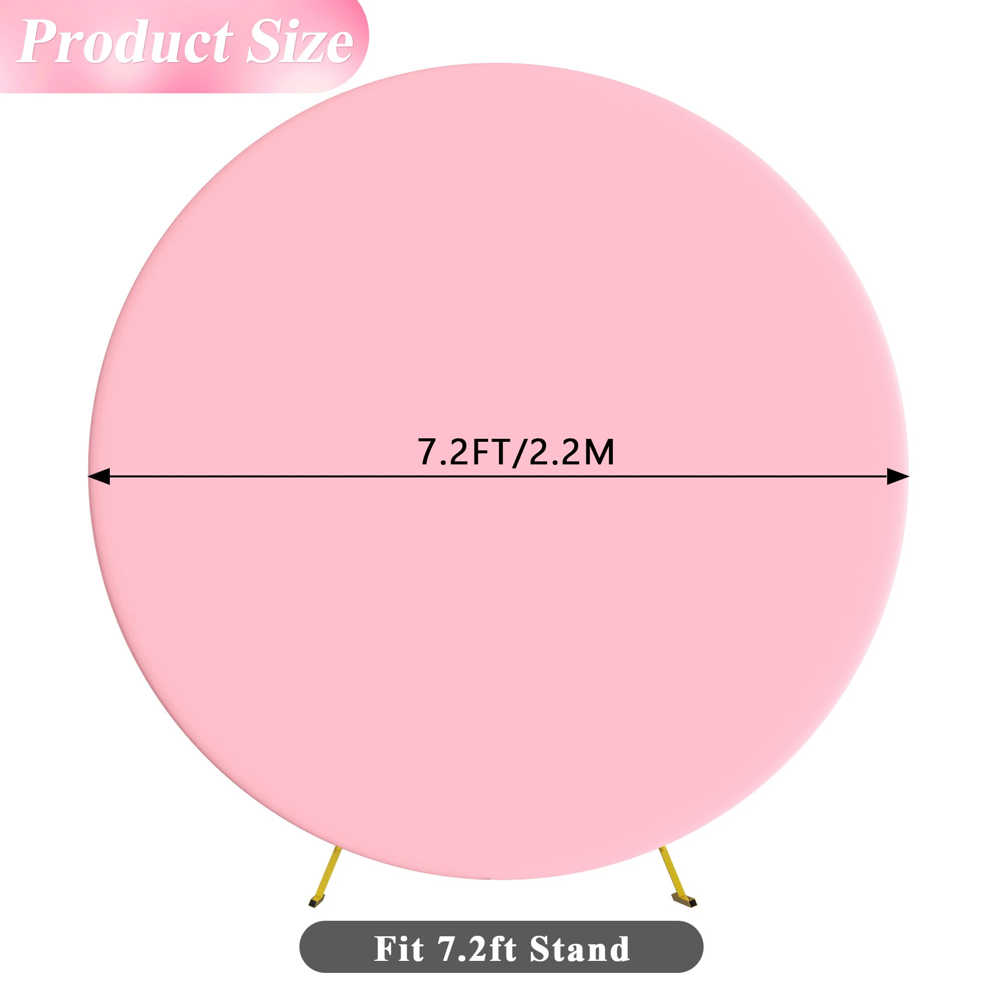 Wokceer 7.2Ft Round Backdrop Cover Pink Round Arch Covers With Buckles Polyster Circle Balloon Arch Cover For Wedding Birthday P