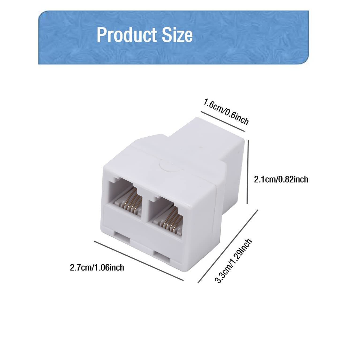 Lansensu Phone Line Splitter,Telephone Splitter,With Rj11 6P4C Plugs,Suitable For Telephone,Fax Machine,White 1 Pack
