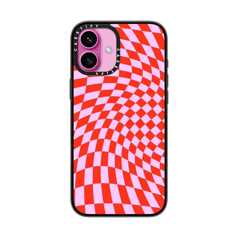 Casetify Compact Case For Iphone 16 Plus [Lightweight / 4 Ft. 2X Military Grade Drop Protection/Slim]   Strawberry Checkers   Cl
