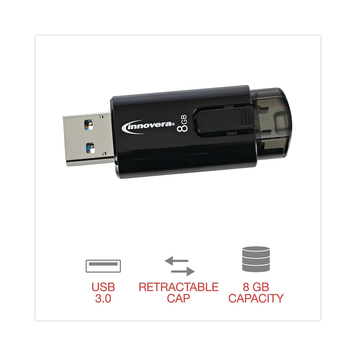 Innovera 82008 Usb 3.0 Flash Drive, 8 Gb,