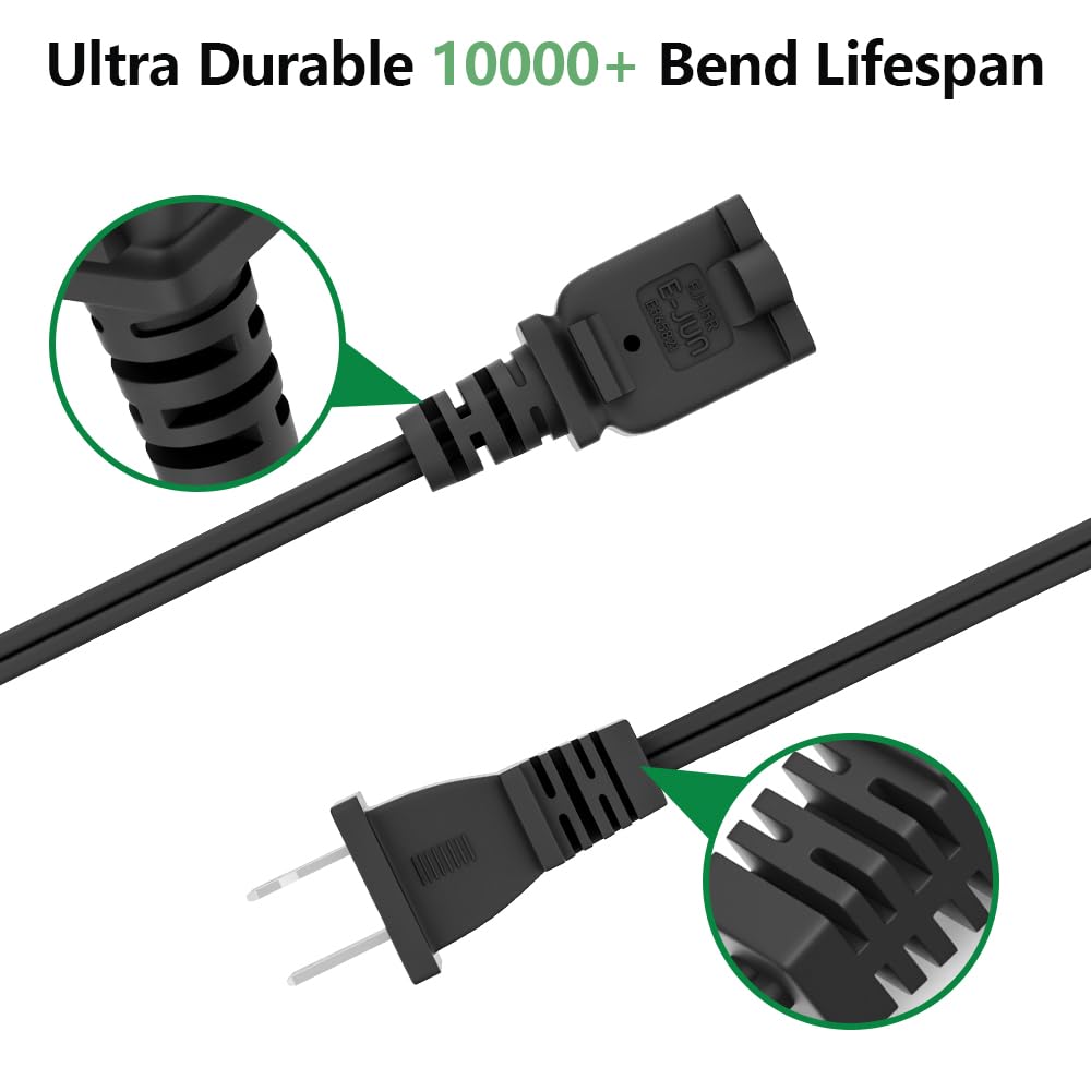 Tv Extension Power Cord Cable Polarized 2 Prong Male Female, Outlet Extension Cable Cord Us Ac 3 Prong Male/Female Power Cable B