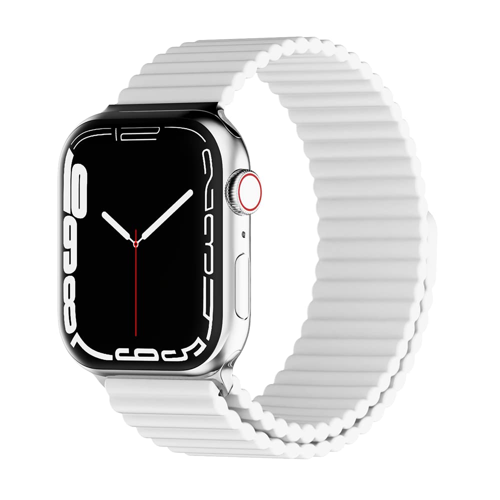 HeiKe Magnetic Silicone Band Compatible with Apple Watch Band 49mm 46mm 45mm 44mm 42mm for Men Women,Sport Loop Adjustable Wrist
