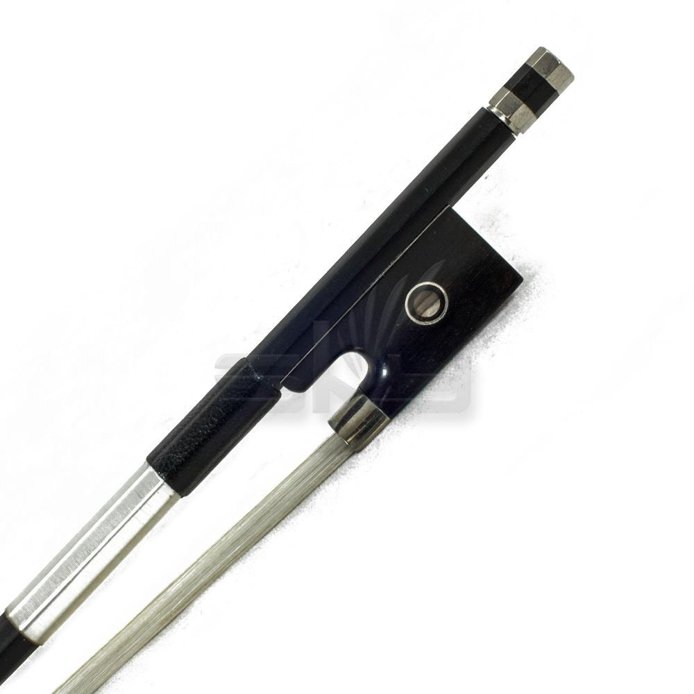 Paititi 1/2 Violin Bow Satin Carbon Fiber Round Stick Mongolian Horsehair Silver Wrap With Double Eye Fully Line Abalone Inlay