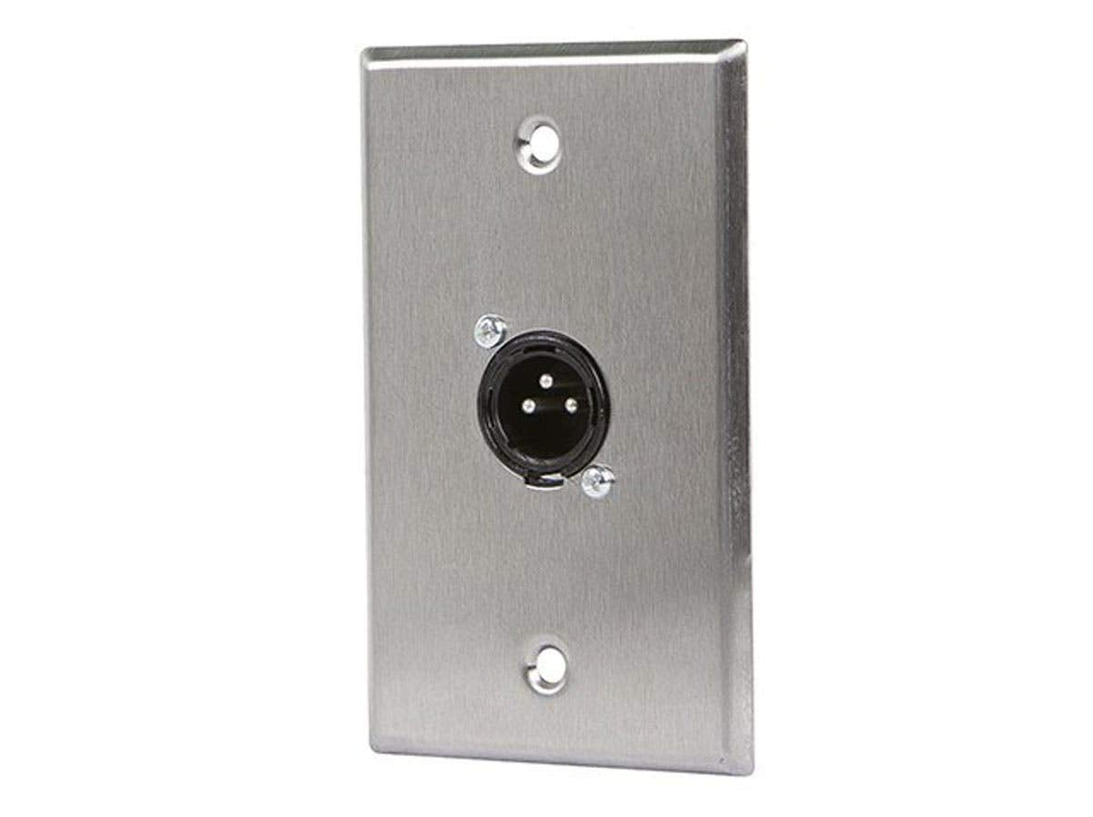 Monoprice 107397 Xlr Male 3  Pin One Port Zinc Alloy Wall Plate Silver