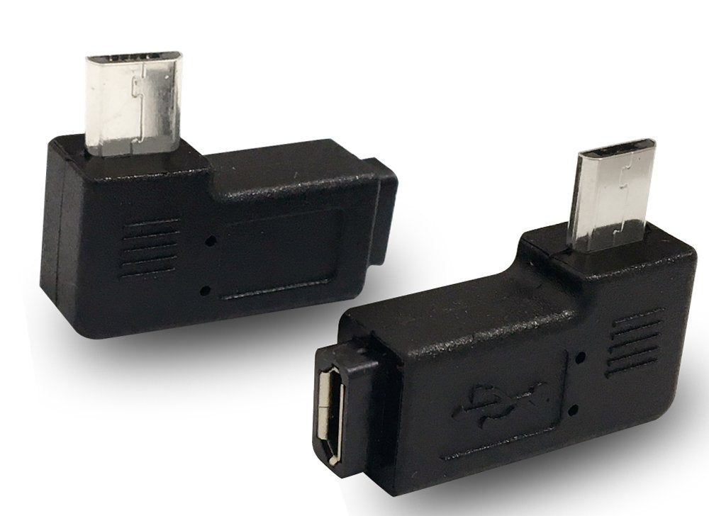 Posdou 1 Pair Right Left 90 Degree Angle Micro USB Male to Micro USB Female Adapter