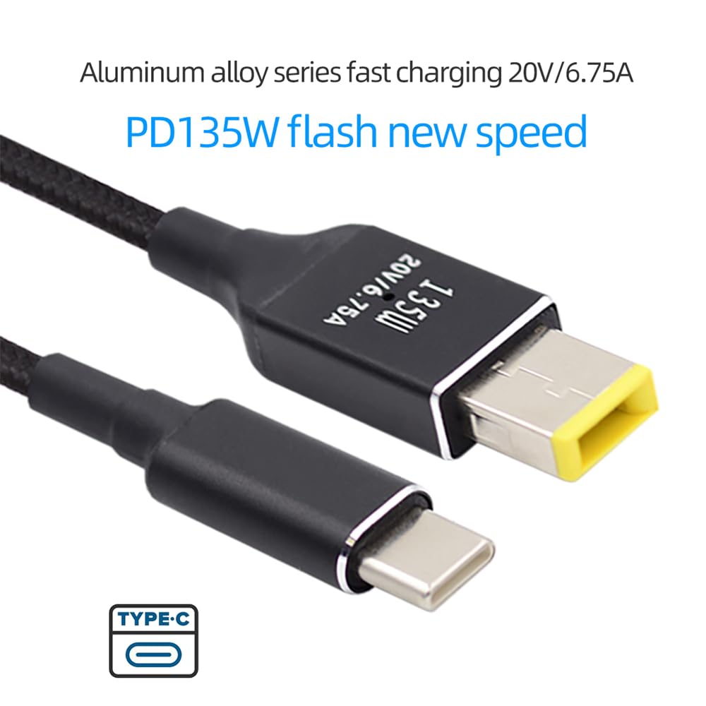 Cablecc 135W Dc20V 6.25A Usb-C Type-C To Dc Rectangle 11.0 * 4.5Mm Power Pd Charge Cable For Laptop
