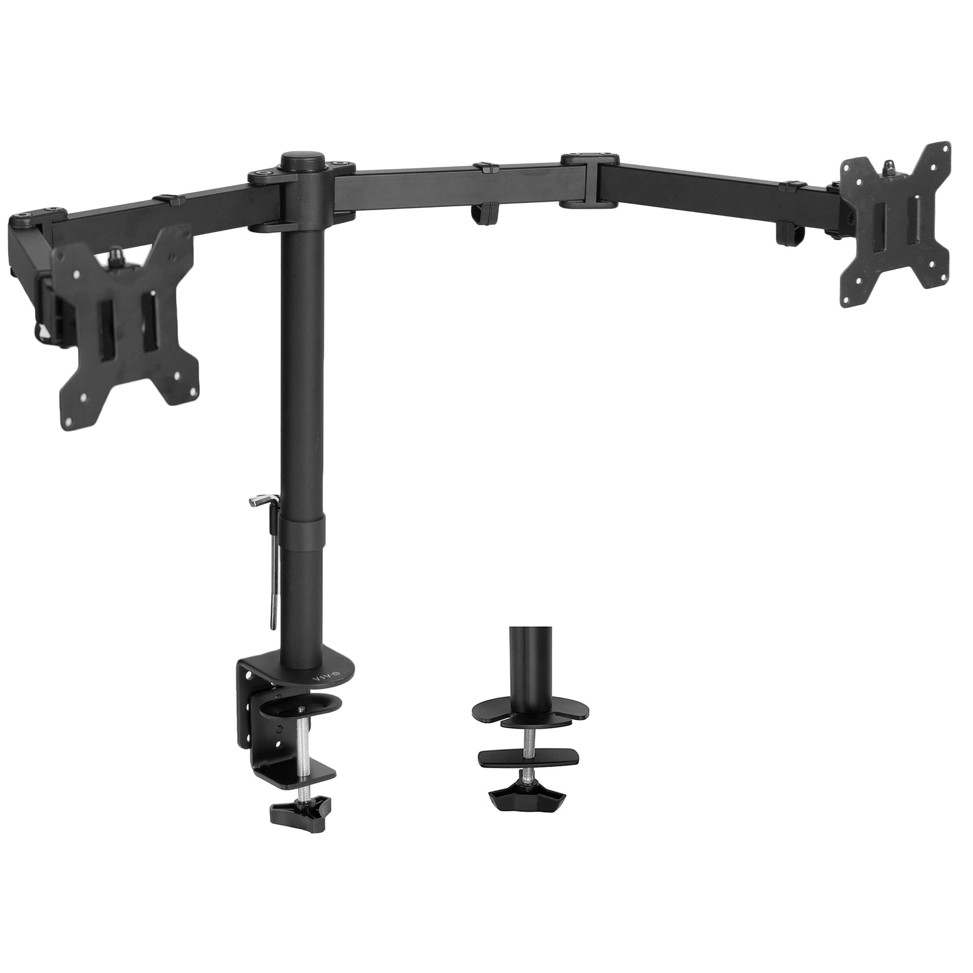 VIVO Full Motion Dual Monitor Desk Mount Clamp Stand VESA, Double Center Arm Joint, Holds 2 Screens up to 34 inches, STAND V102D