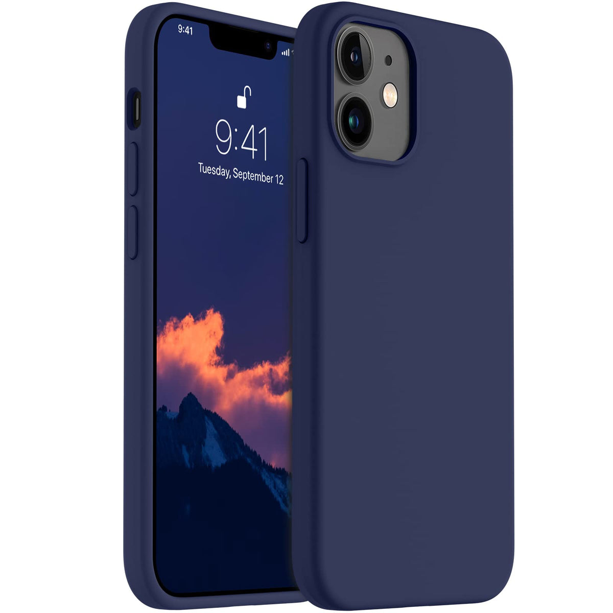 Aotesier Shockproof Designed For Iphone 12 Mini Case, Liquid Silicone Phone Case With [Soft Anti Scratch Microfiber Lining] Drop