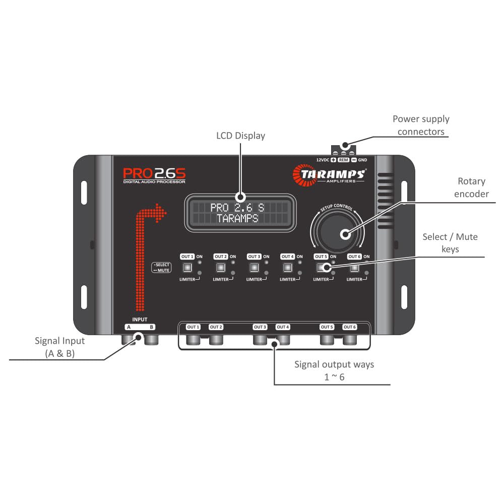 Taramp'S Pro 2.6S Digital Signal Processor Equalizer 3 Band Graphic Equalization 6 Channels 18K Ohms(Rca) Output Impedance 47 Oh