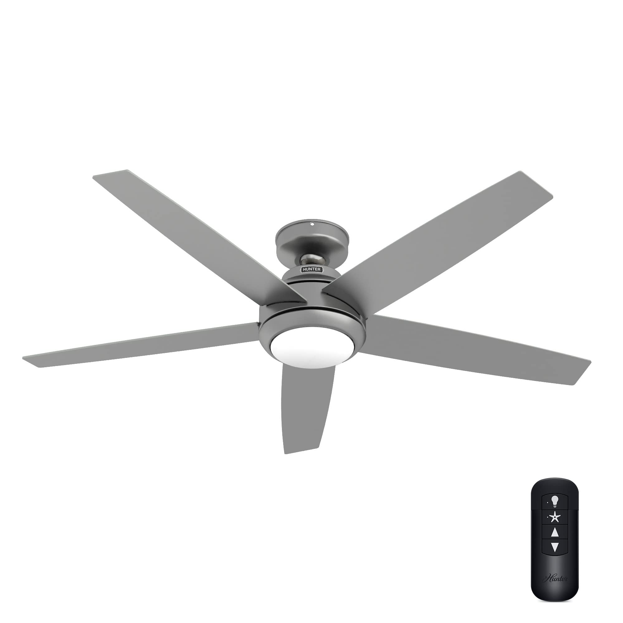 Hunter 52 inch Indoor Ceiling Fan with LED Light and Remote Control - Standard Mount Ceiling Fan, 5 Blades, For Bedroom, Living