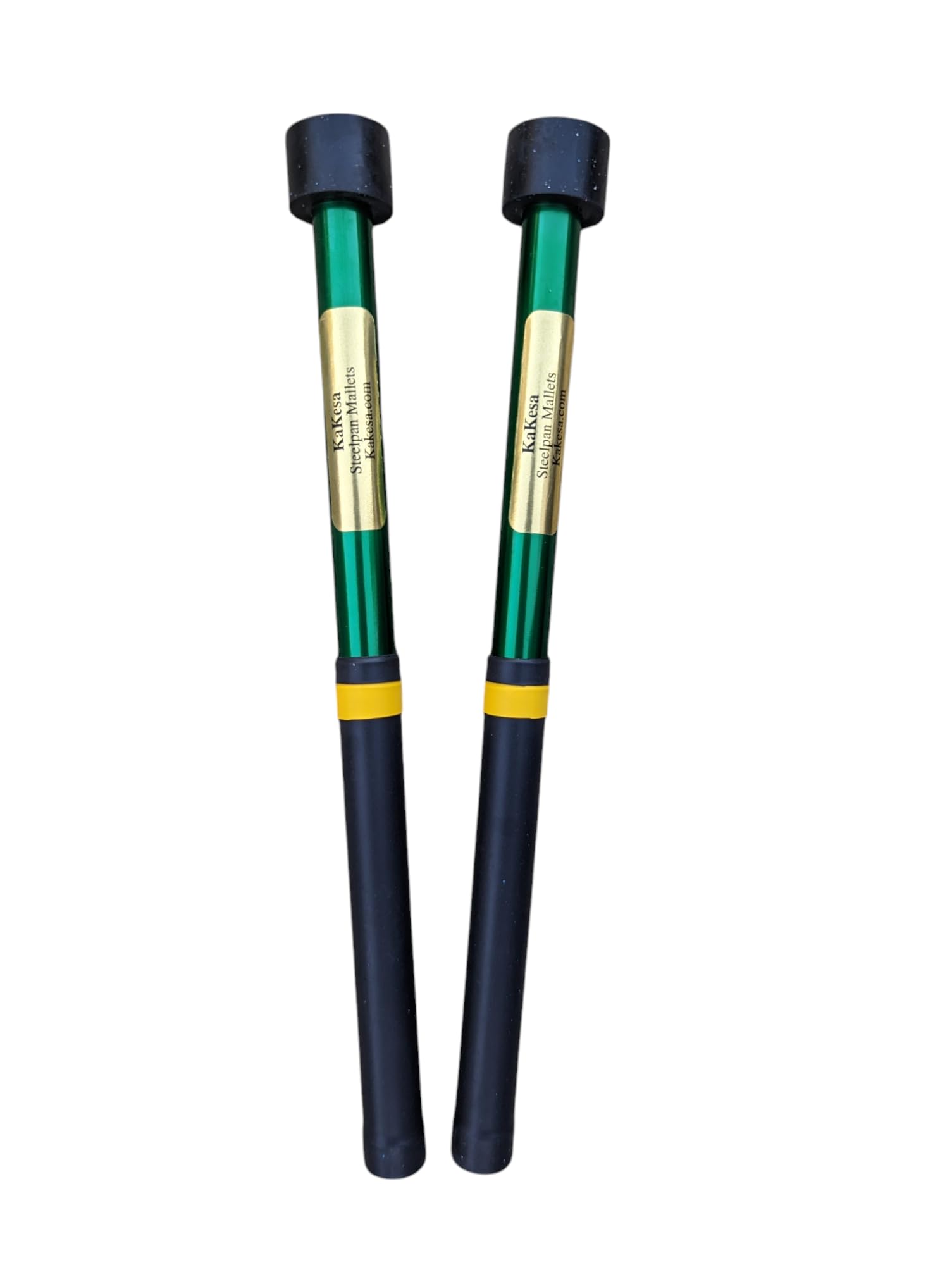 Kakesa Steelpan Mallets, Double Second Steel Drum Sticks, Anodized Aluminum Green