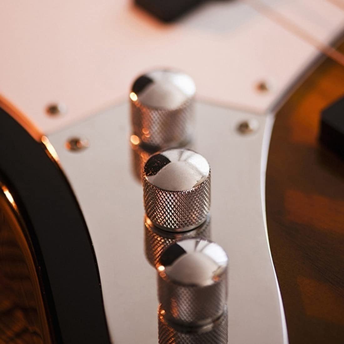 Kaiy 3Pcs Metal Guitar Control Knob, Control Knobs Dome Knobs With Spanner For Fender Telecaster Electric Guitar Or Bass, Chrome