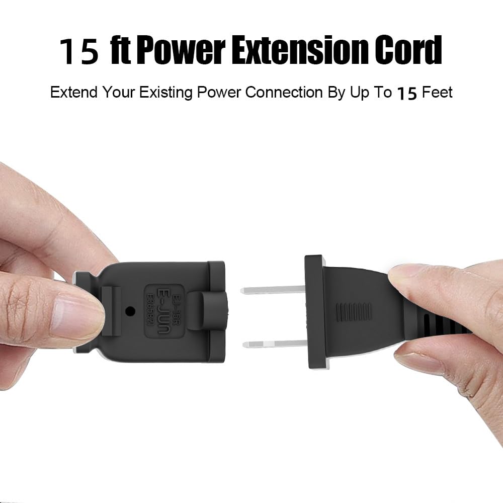 15 Ft Extension Cord Us 2 Prong Long Extension Cord Black 125V 10A Male To Female Power For Nema 1 15P To 1 15R