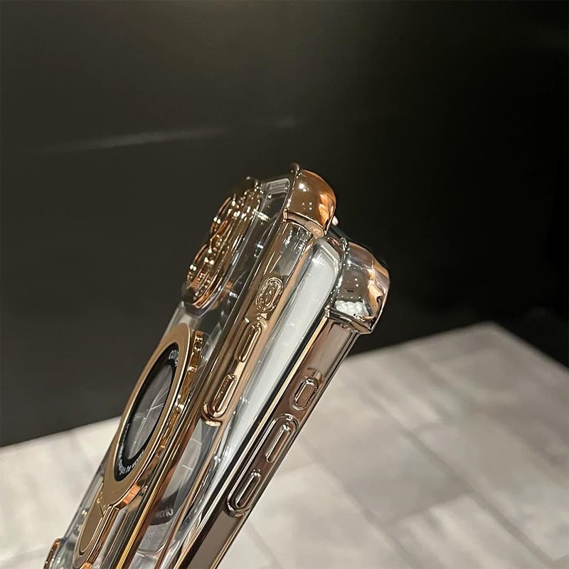 Chiclady For Iphone 16 Case With Integrated Lens Protection, [Foldable Stand & Ring Holder] [Compatible With Magsafe], Glossy Sh