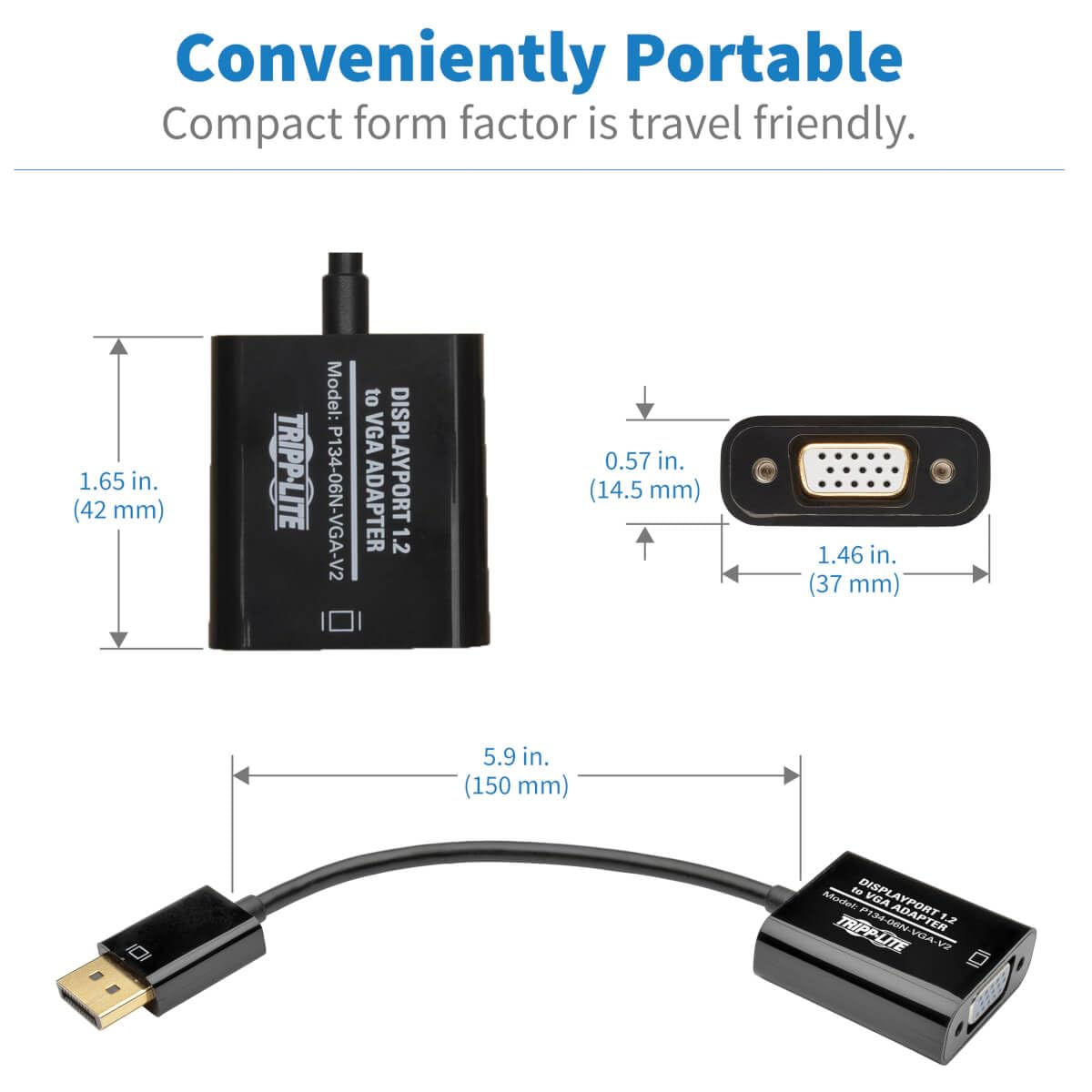 Eaton Tripp Lite Displayport To Vga Adapter Cable Active Converter, Displayport 1.2, Dp To Vga, 6 Inches / 15.2 Centimeters, 3-Y
