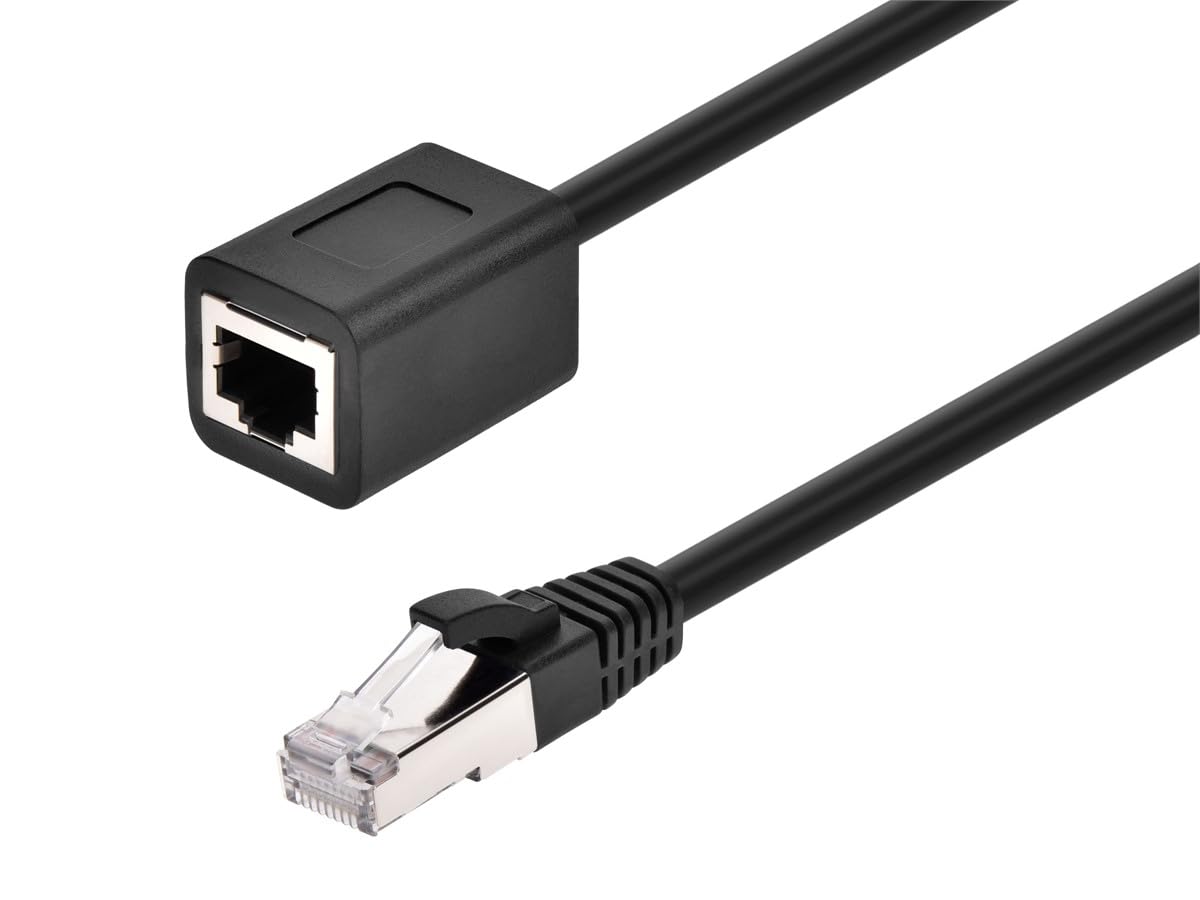 Monoprice Cat6A 6Ft Black U/Ftp Ethernet Extension Cable Rj45 Male To Female (Wi