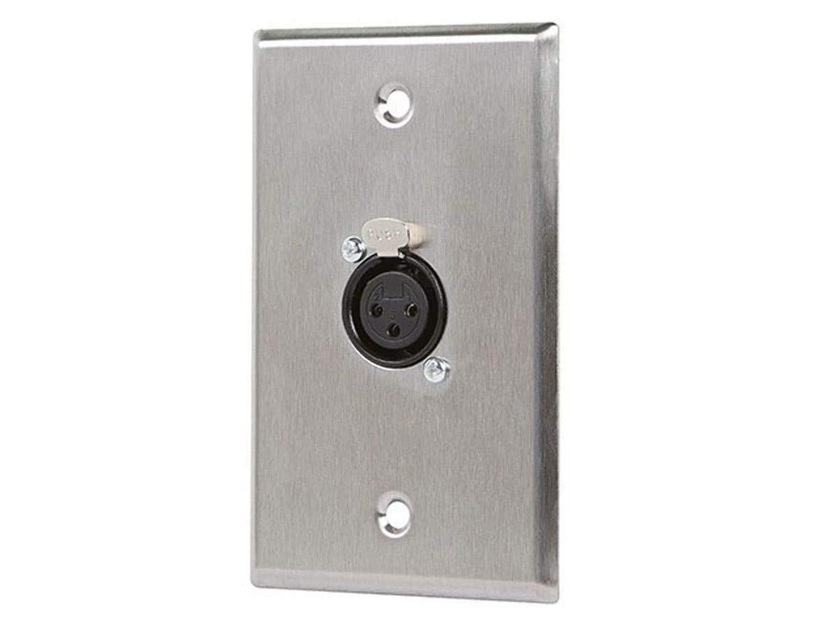 Monoprice 107396 Xlr Female 3  Pin One Port Zinc Alloy Wall Plate Silver